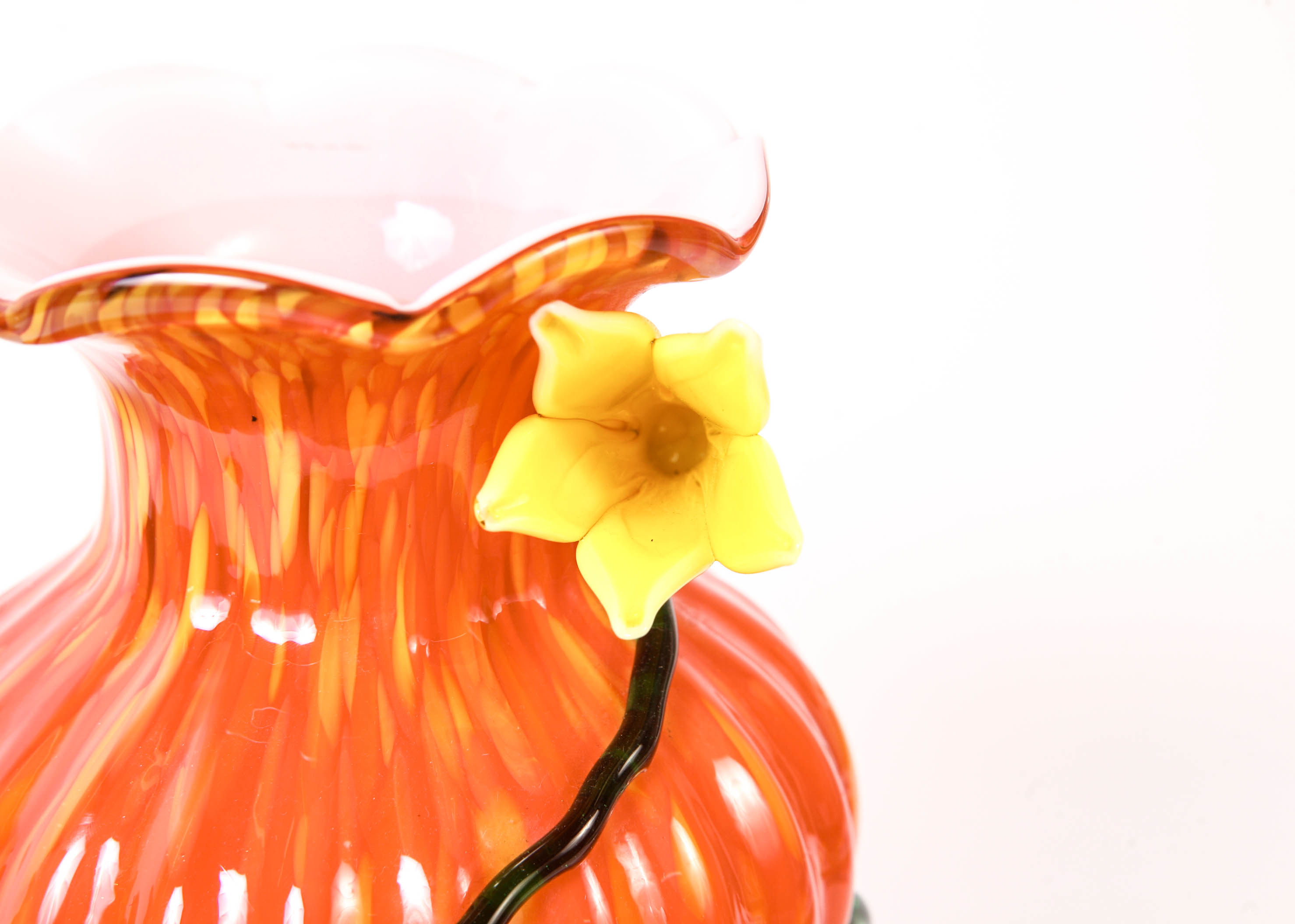 Two Vintage Red Murano Glass Vases