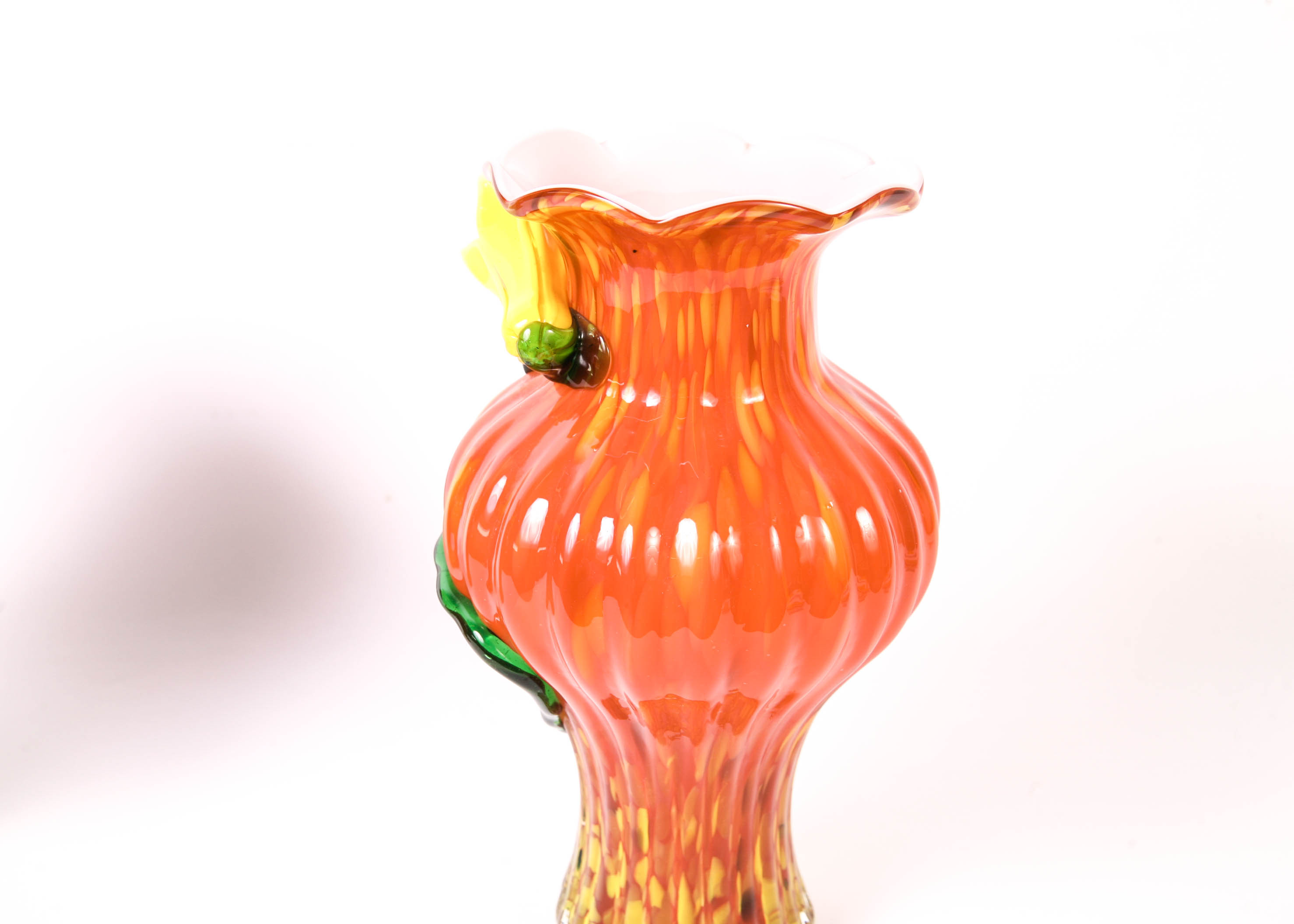 Two Vintage Red Murano Glass Vases