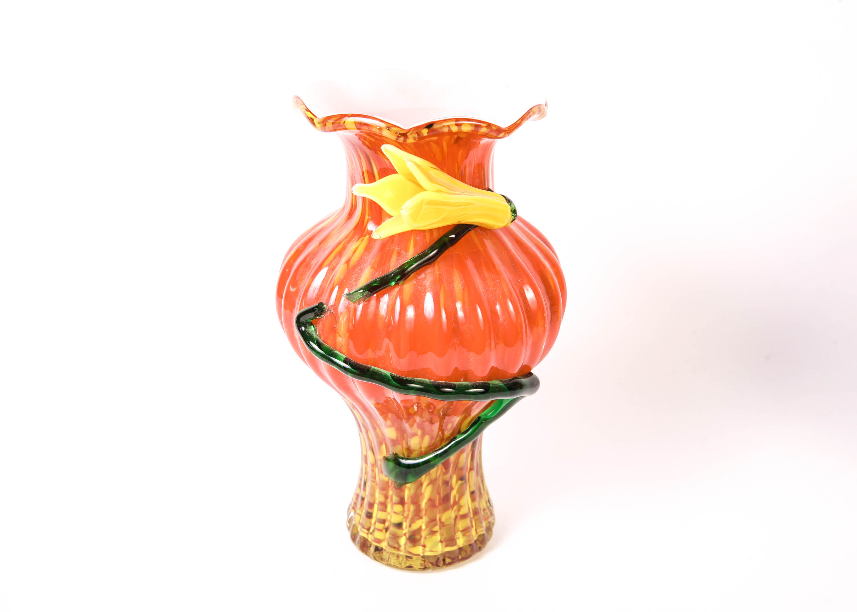 Two Vintage Red Murano Glass Vases