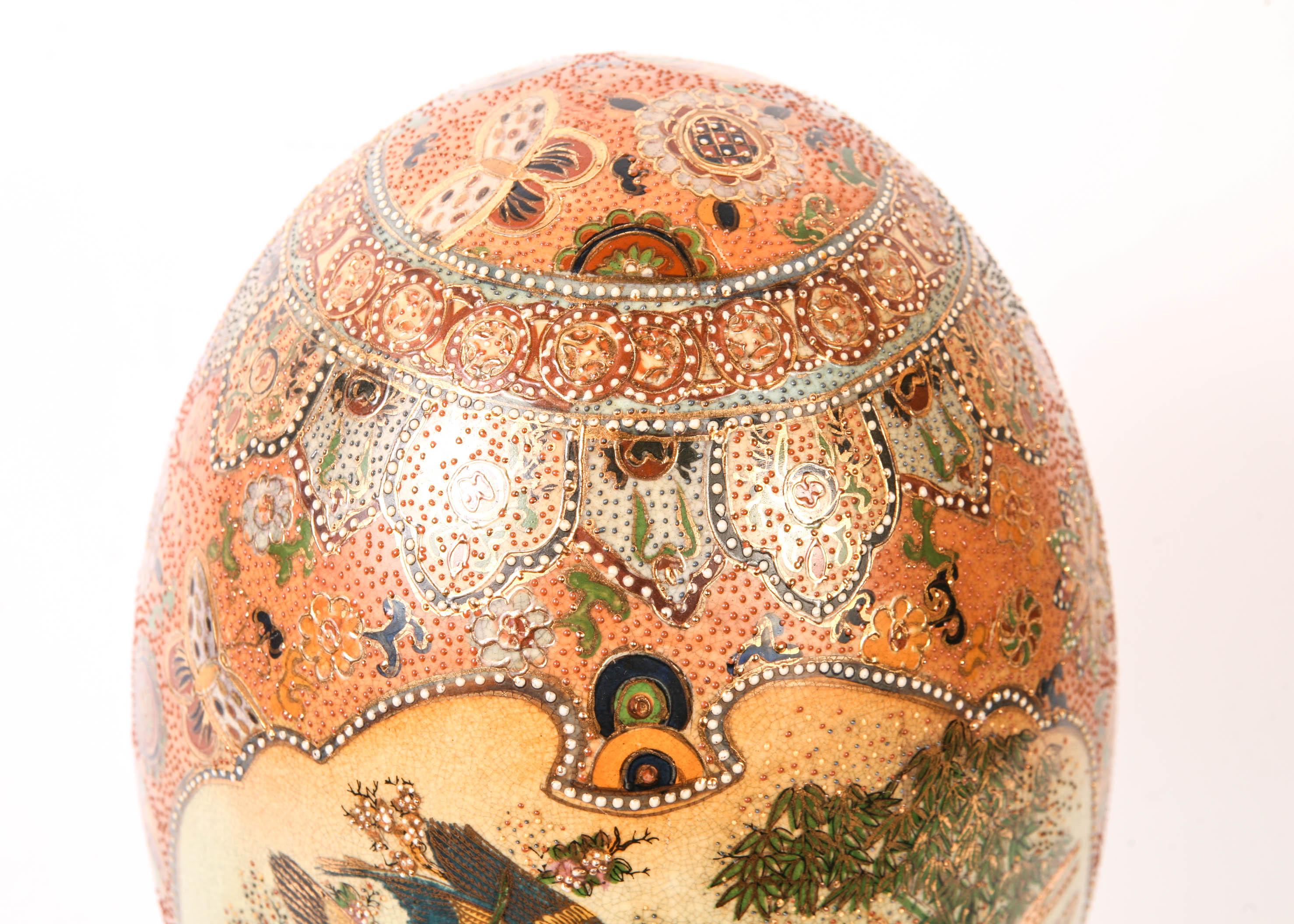 Vintage Oriental Style Egg on Wood Base