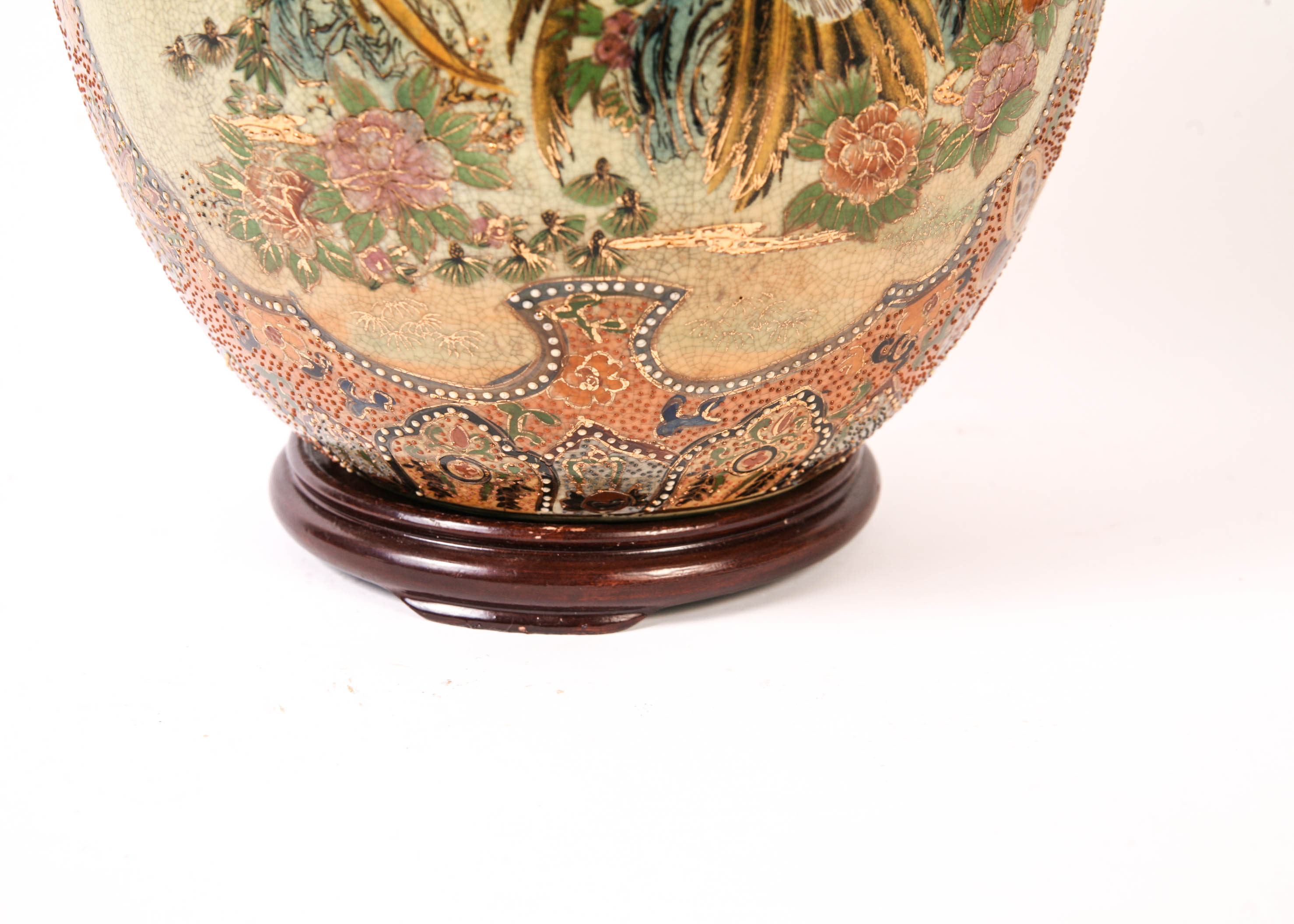 Vintage Oriental Style Egg on Wood Base