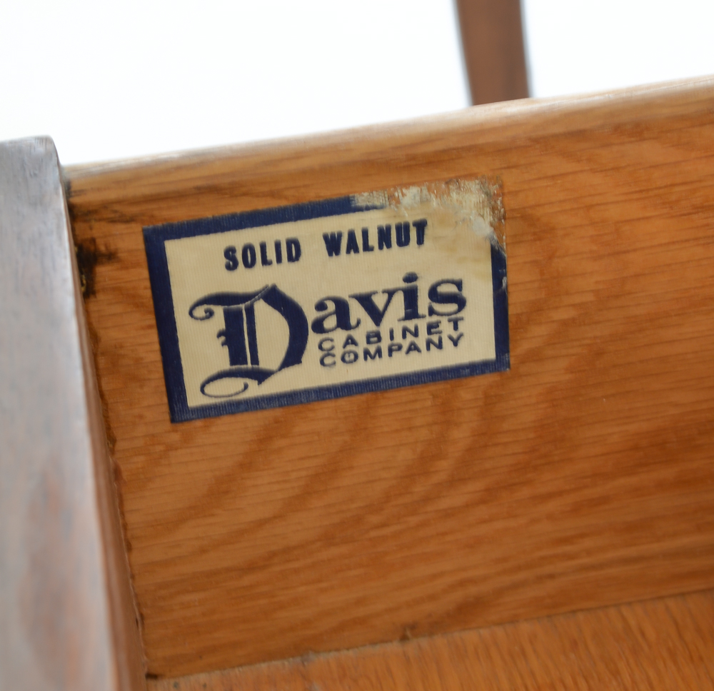 Davis Cabinet Company Walnut Vanity Desk and Swivel Chair