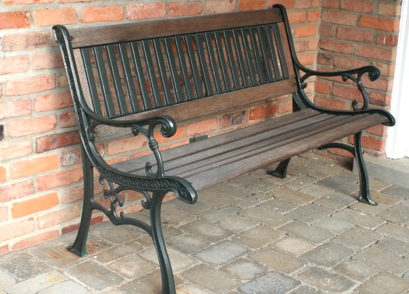 Cast Iron and Wood Park Bench