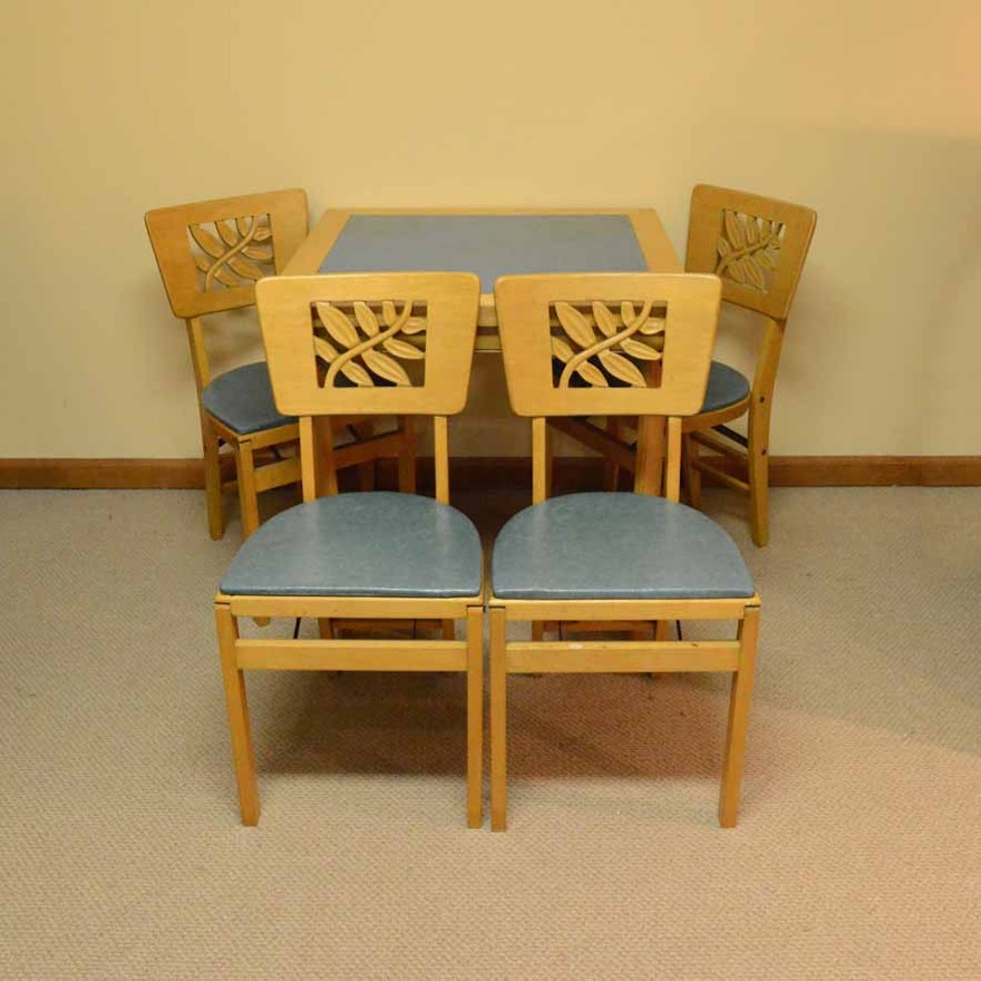 Vintage Stakmore Card Table with Folding Chairs