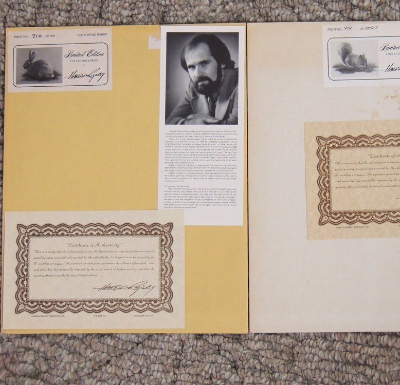 Harold Rigsby Signed Limited Edition Wildlife Prints