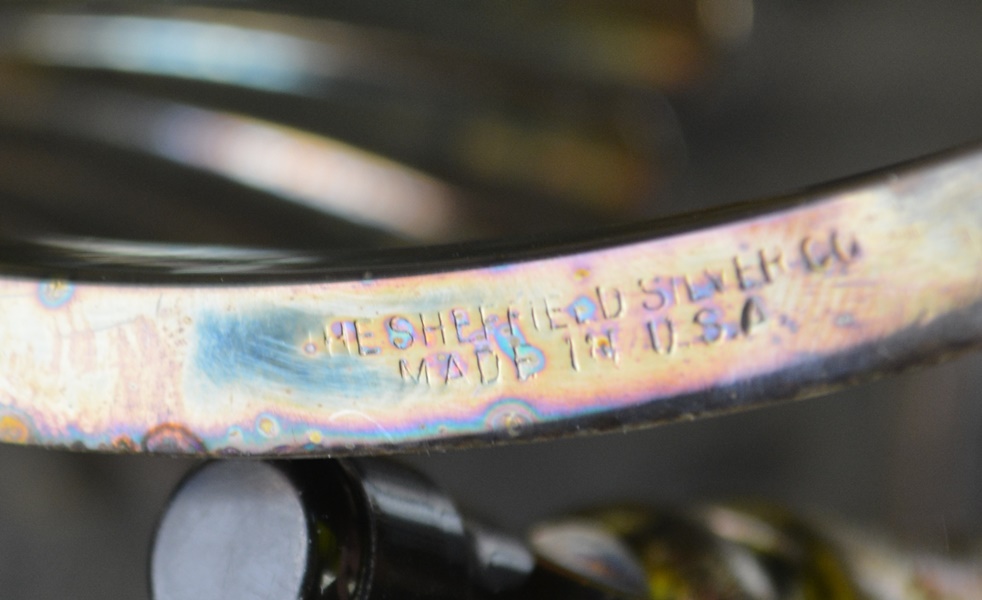 Silver Plated Trumpet Vases Center PIece, Trivets and Silent Butler