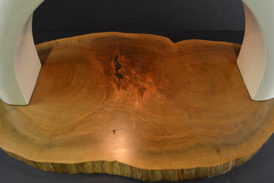 Acrylic Arch Light On A Sliced Walnut Display Slab