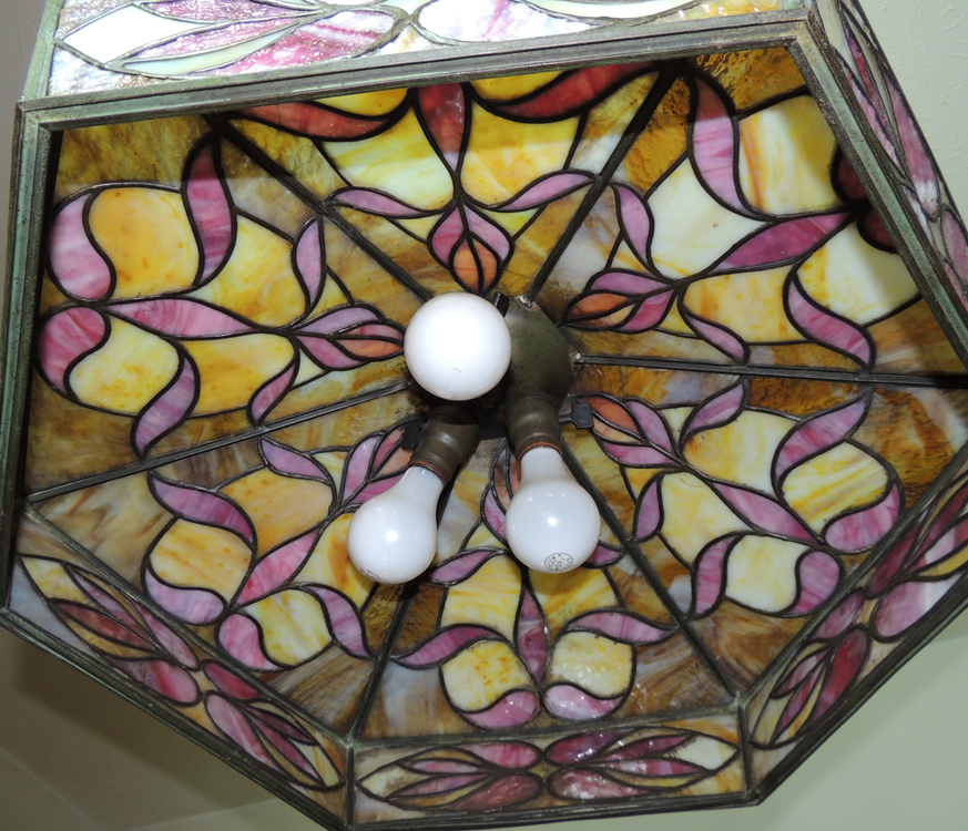 Antique Floral Stained Glass Hanging Lamp