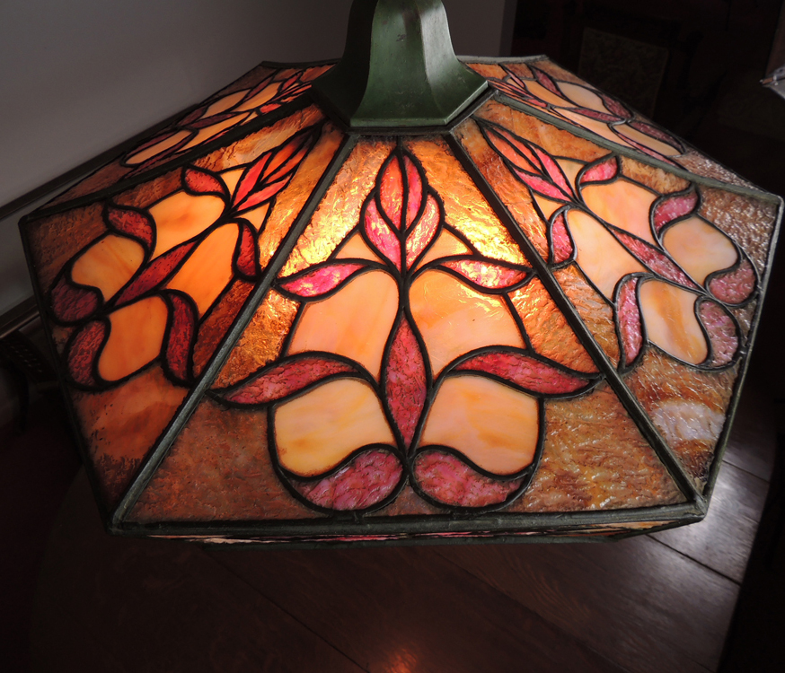 Antique Floral Stained Glass Hanging Lamp