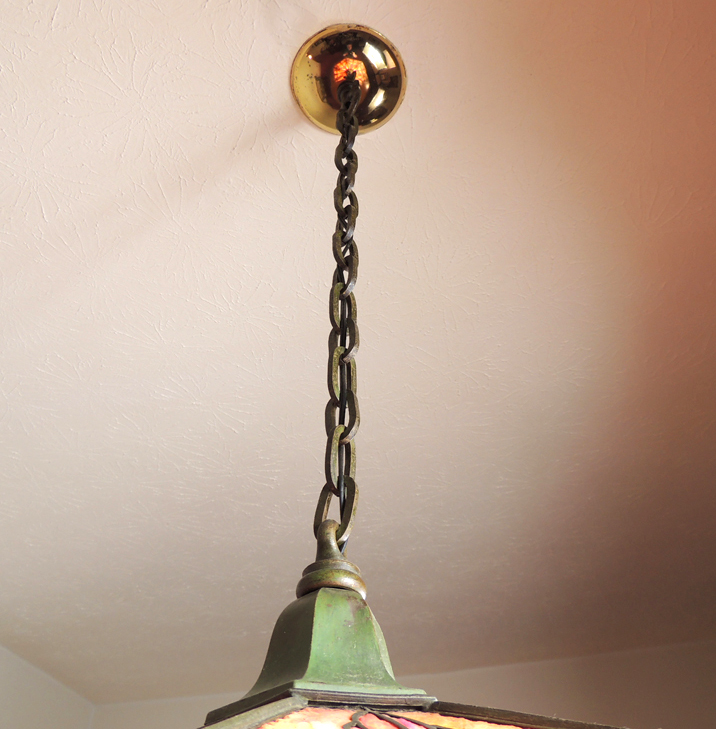 Antique Floral Stained Glass Hanging Lamp