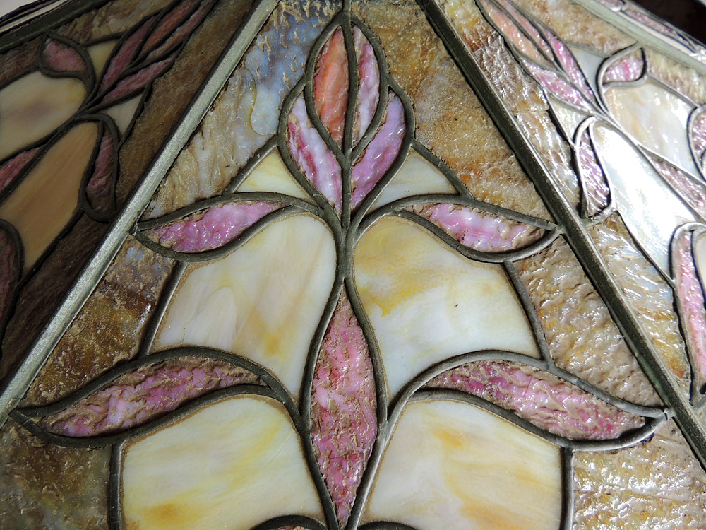 Antique Floral Stained Glass Hanging Lamp