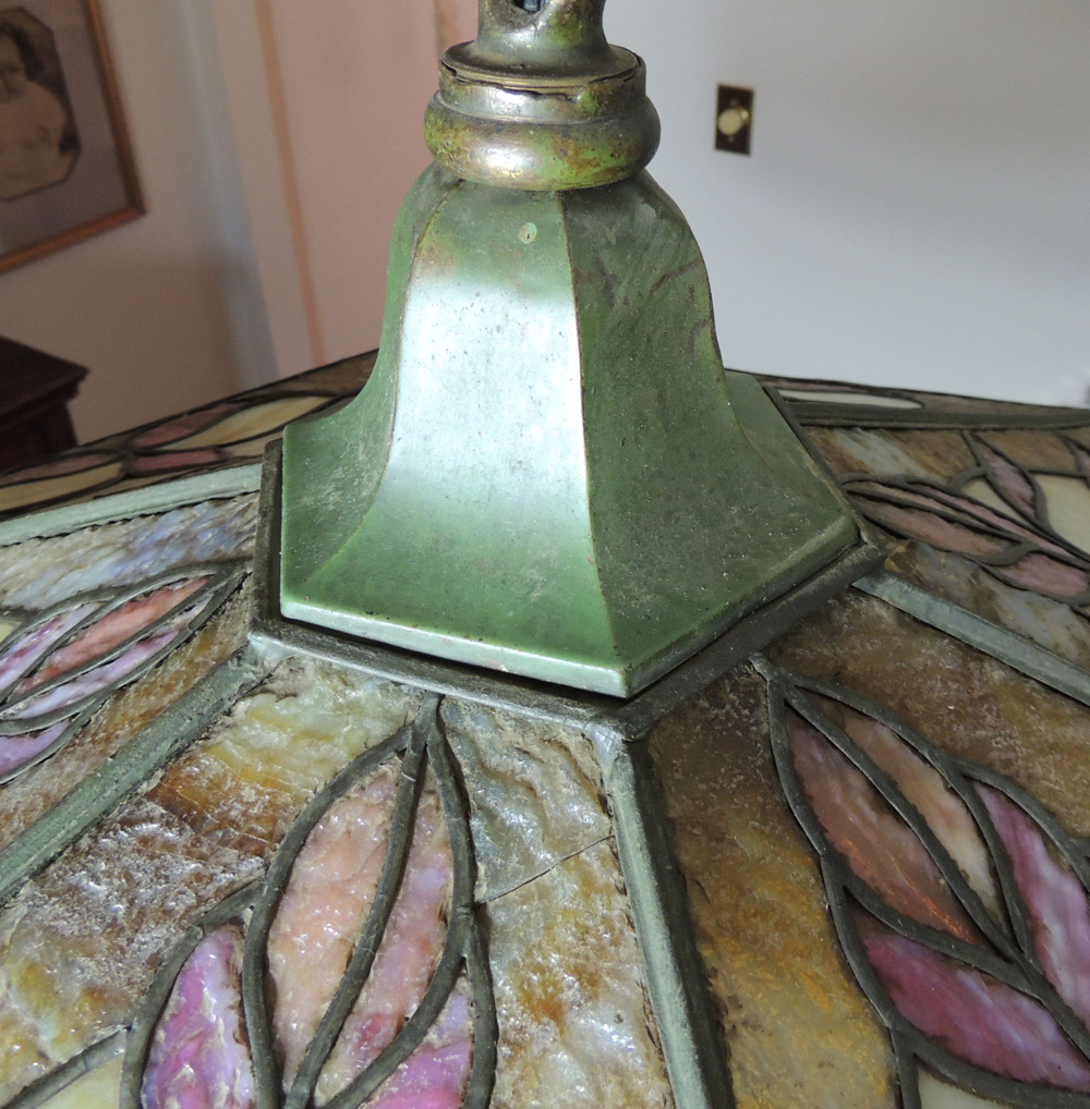Antique Floral Stained Glass Hanging Lamp