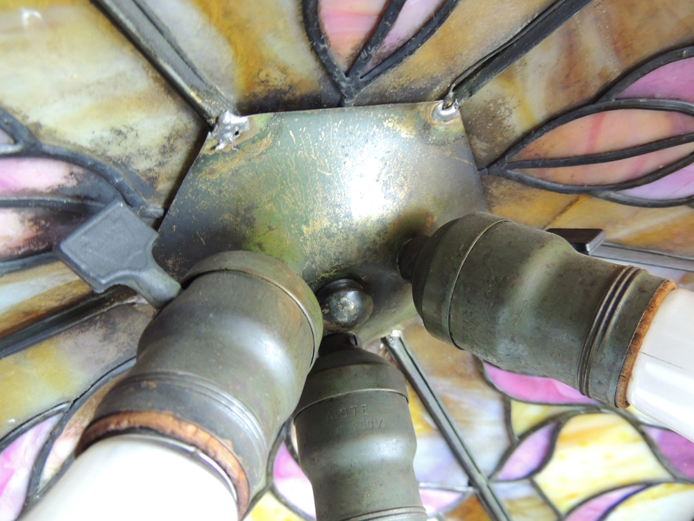 Antique Floral Stained Glass Hanging Lamp