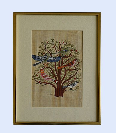 Pair of Signed Egyptian Paintings on Papyrus