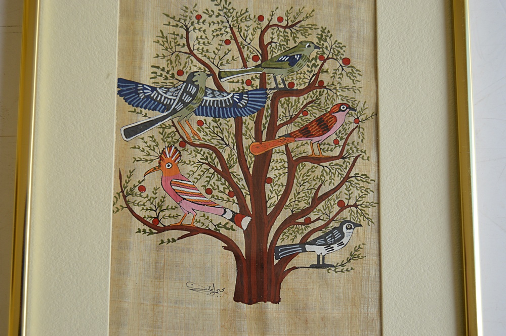 Pair of Signed Egyptian Paintings on Papyrus