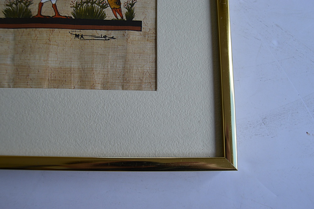 Pair of Signed Egyptian Paintings on Papyrus