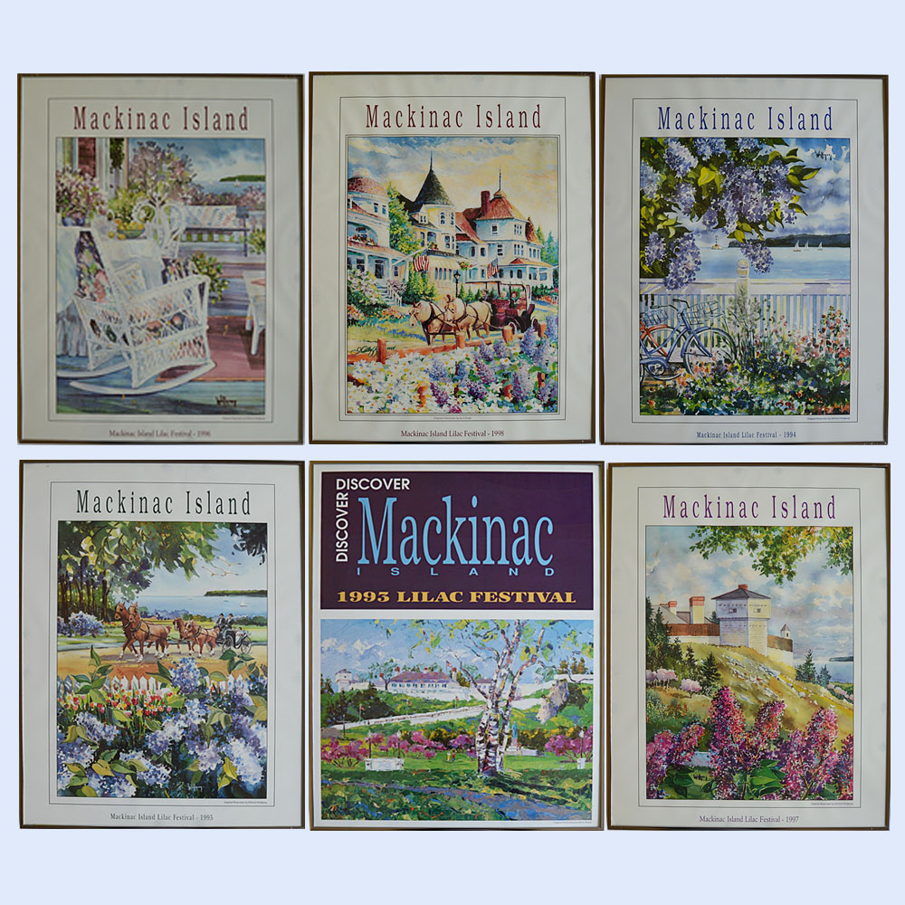 Six Framed Mackinac Island Posters