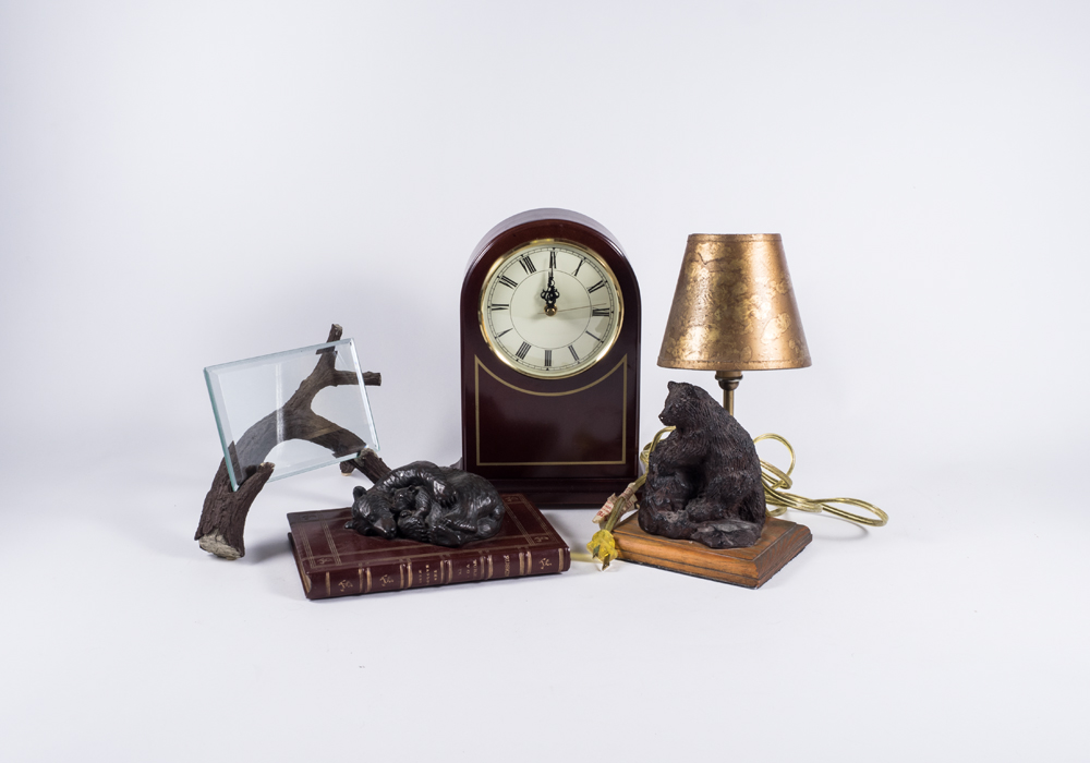 Clock and Bear Home Decor