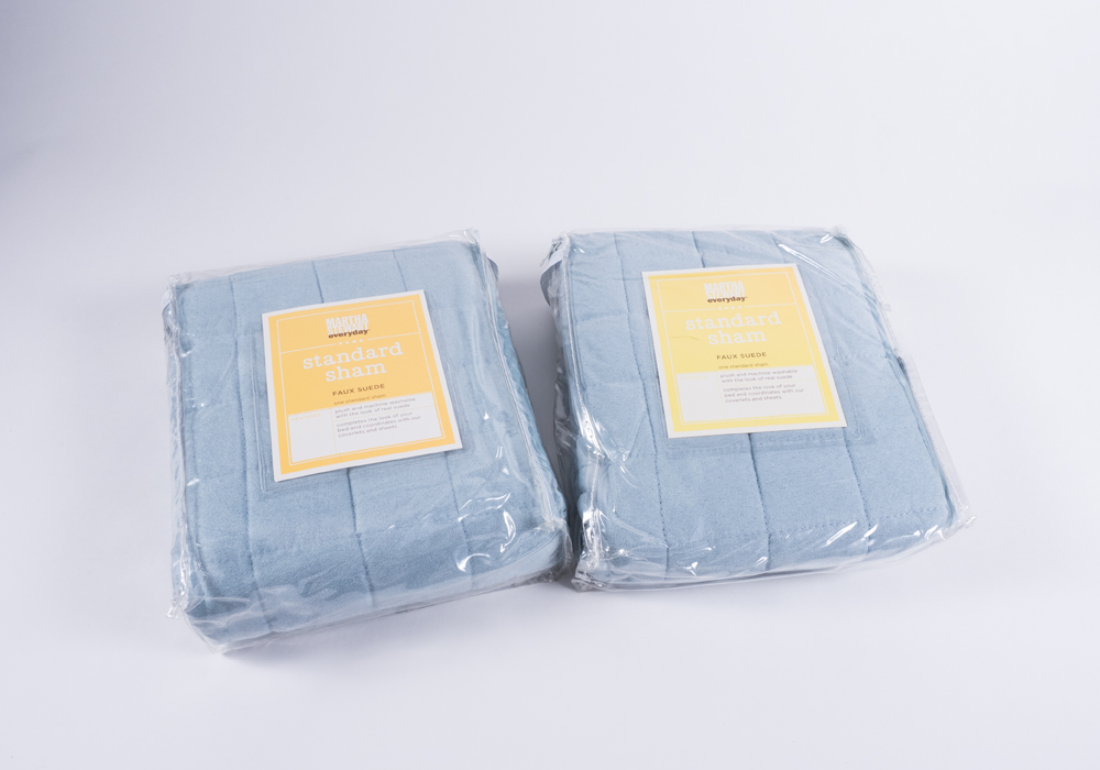 Blue Quilted Suede Look Bedding Set