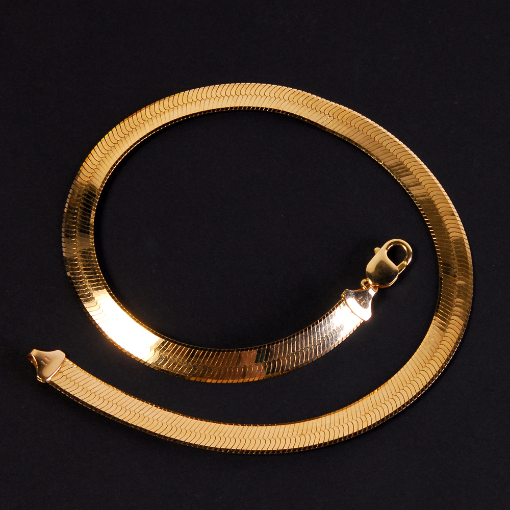 14 Karat Italian Gold Herringbone Necklace