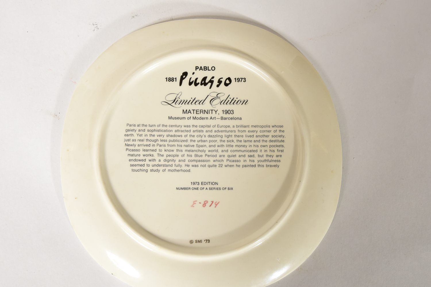 Limited Edition Porcelain Picasso Plate