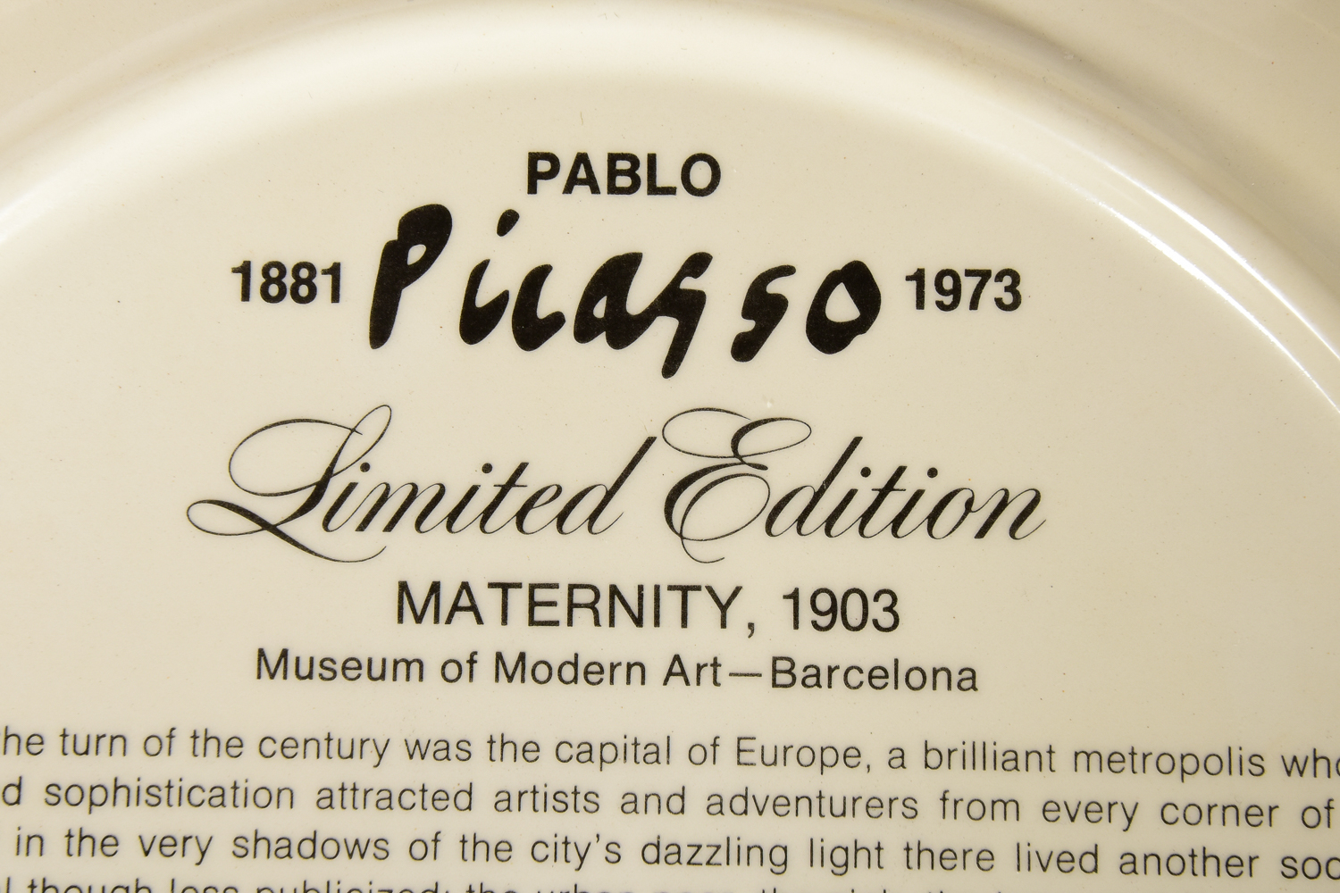 Limited Edition Porcelain Picasso Plate