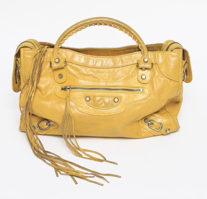 Balenciaga Twiggy Yellow Leather Handbag