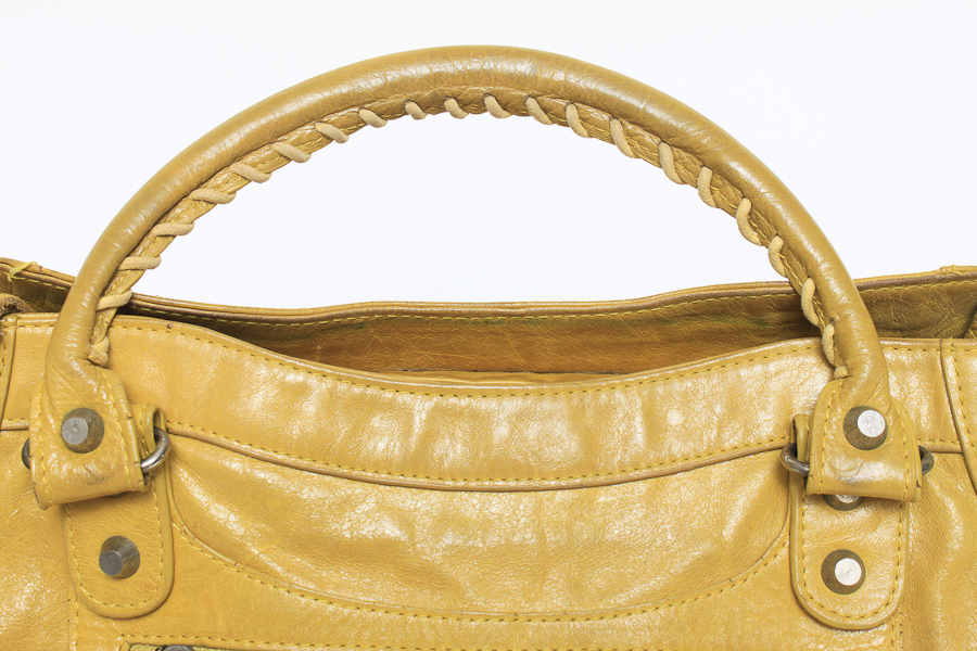 Balenciaga Twiggy Yellow Leather Handbag