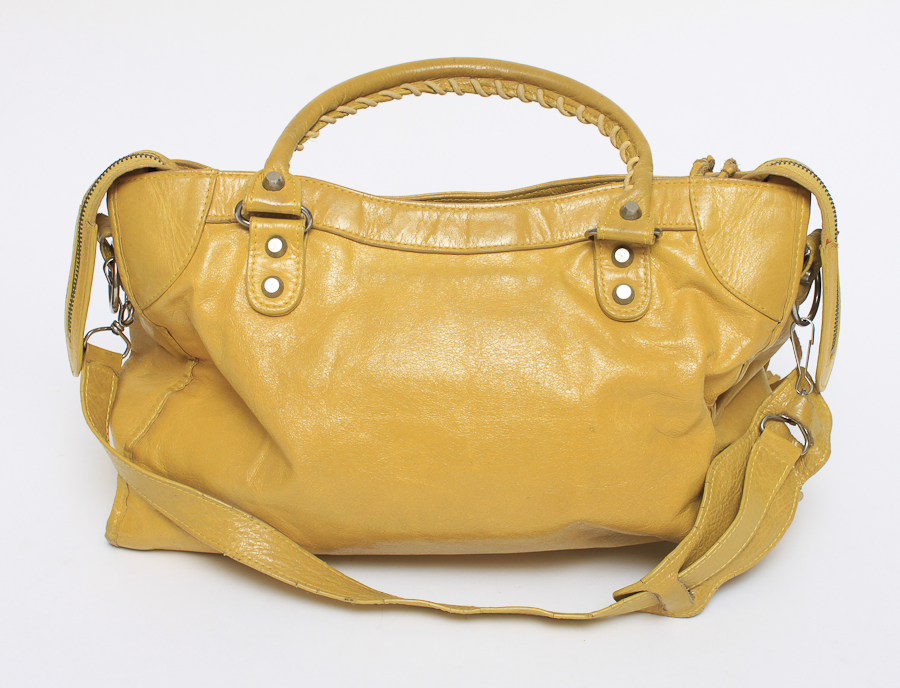 Balenciaga Twiggy Yellow Leather Handbag