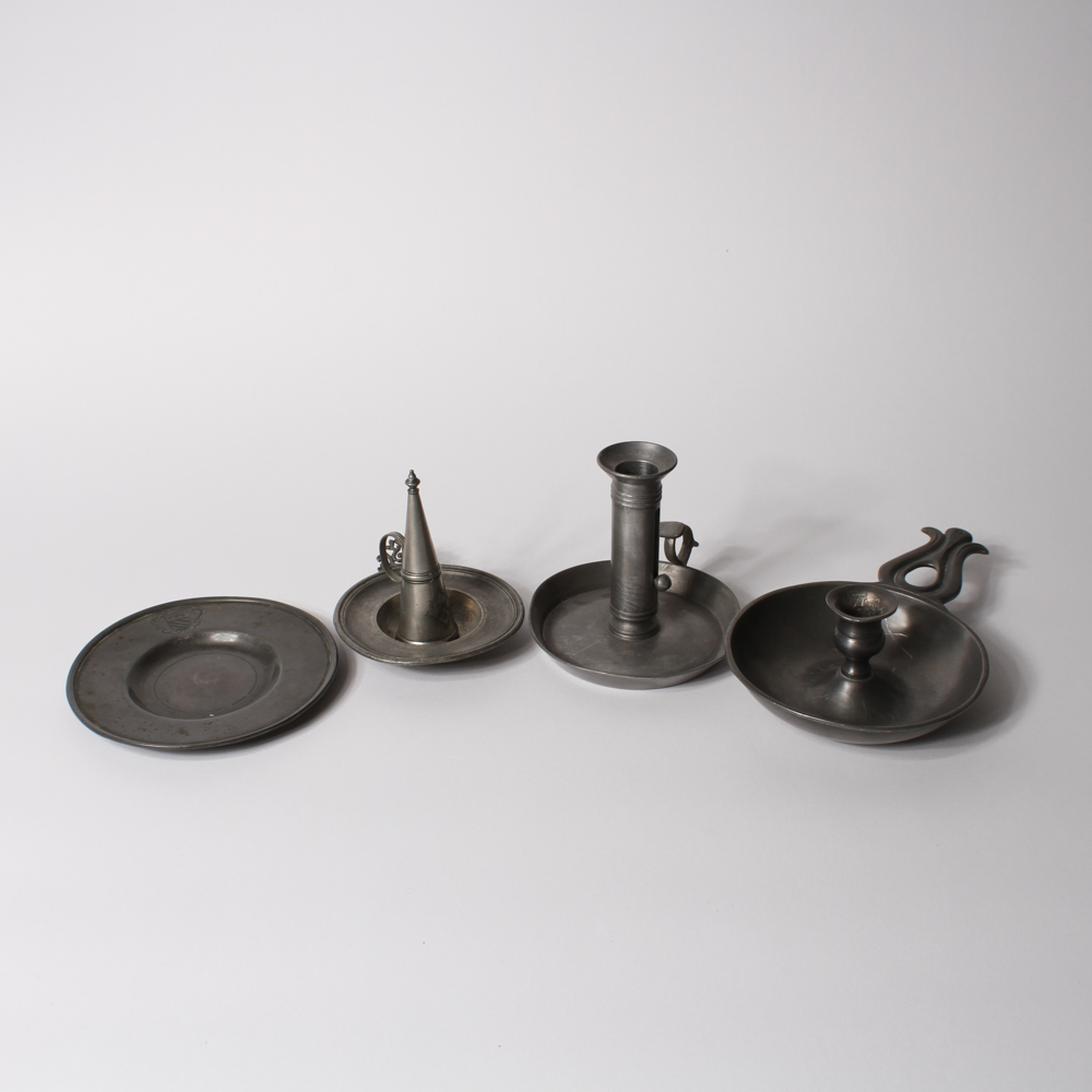 Pewter Chamberstick Candle Holders