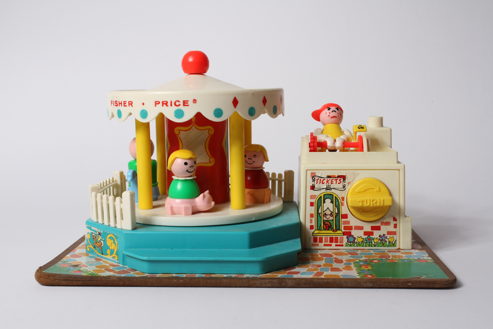 Vintage Fisher Price Barn with Animals and Merry-Go-Round Toys