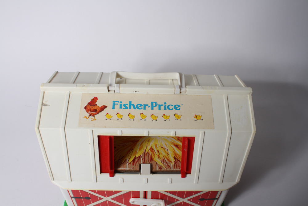Vintage Fisher Price Barn with Animals and Merry-Go-Round Toys