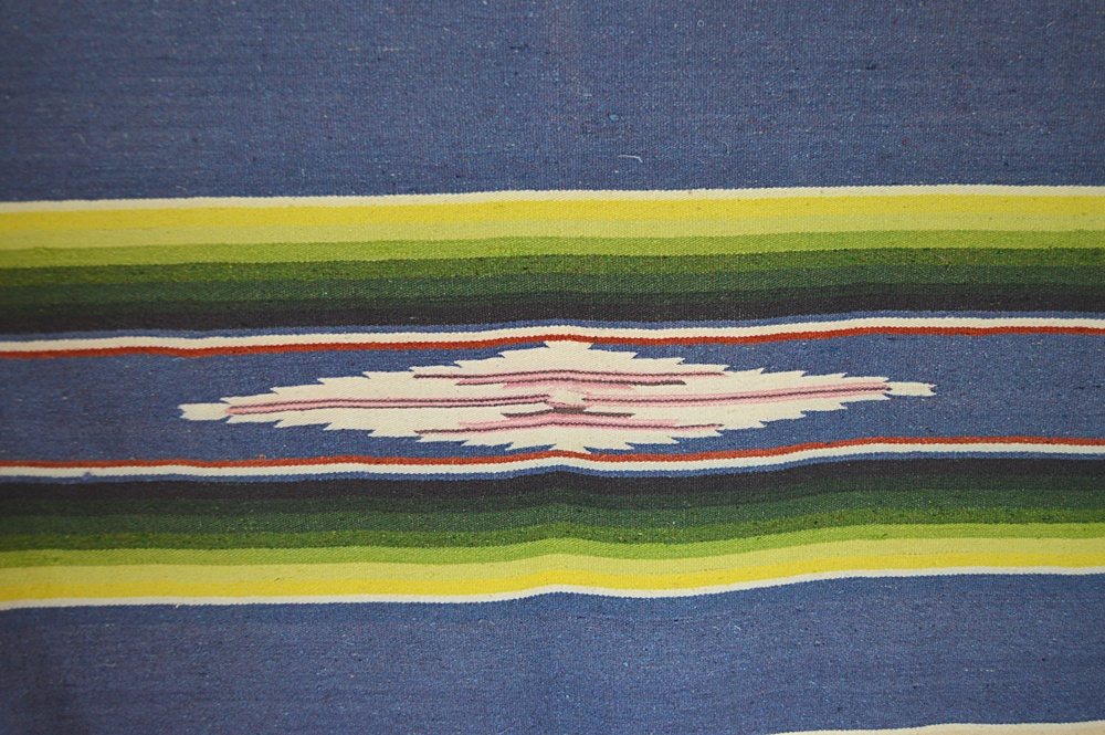 Vintage Mexican Hand Woven Wool Blanket