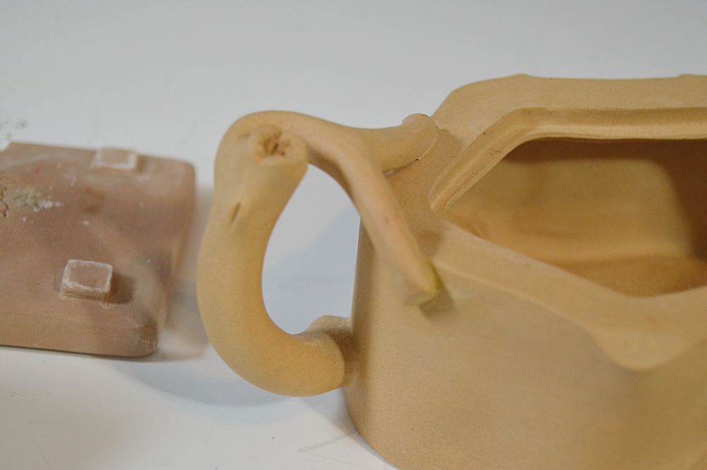 Bisque Pottery Tea Set, Bisque Cabin and Ceramic Vegetable Salt and Pepper