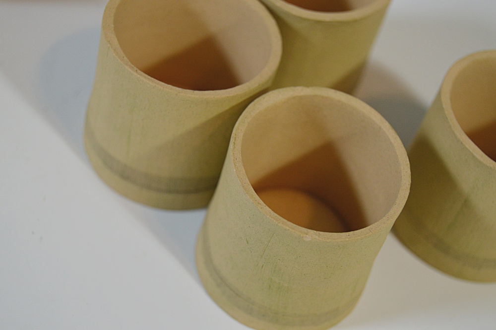 Bisque Pottery Tea Set, Bisque Cabin and Ceramic Vegetable Salt and Pepper