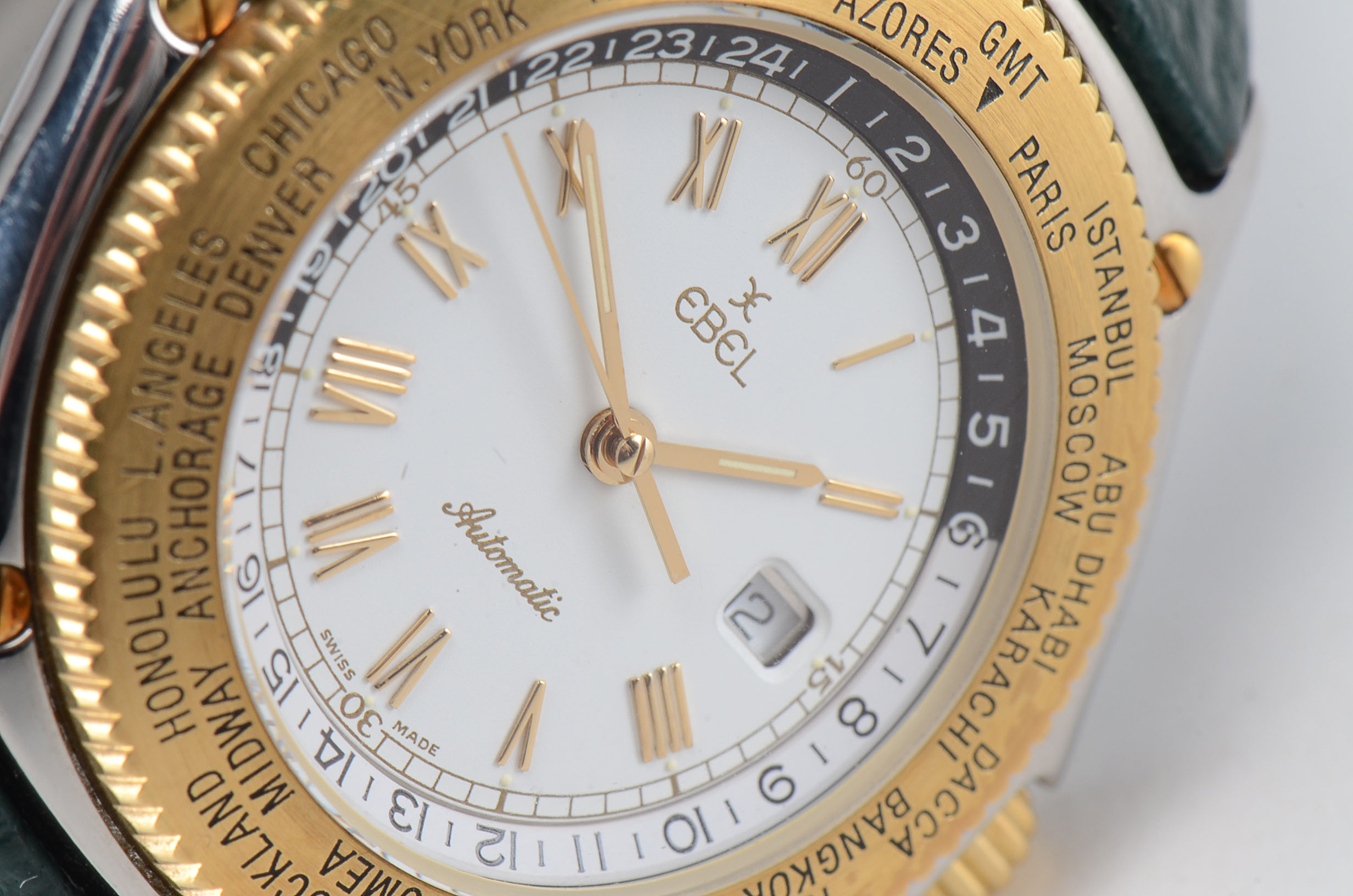 Ebel Voyager Automatic Wrist Watch with Dark Green Leather Band