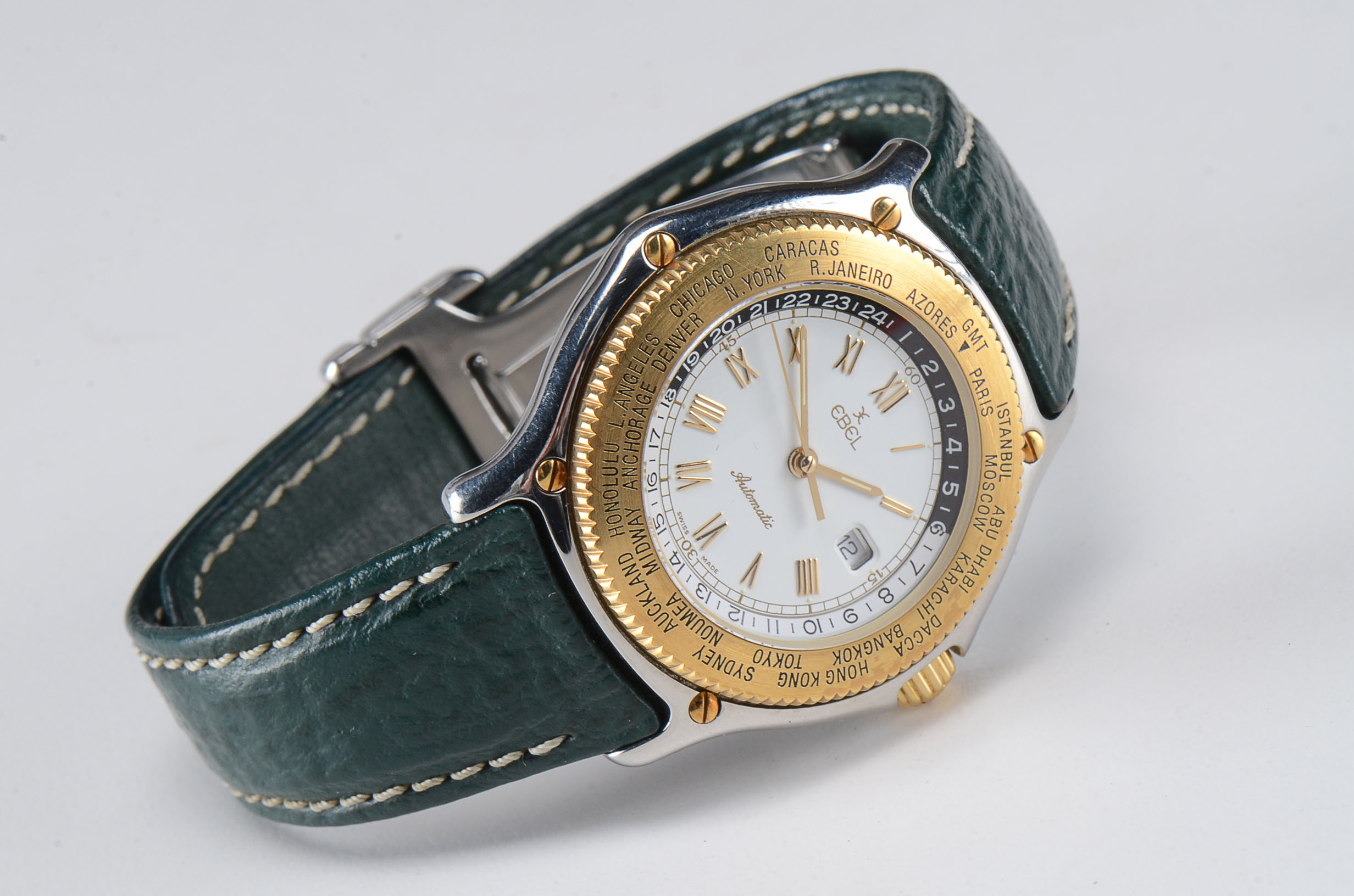 Ebel Voyager Automatic Wrist Watch with Dark Green Leather Band