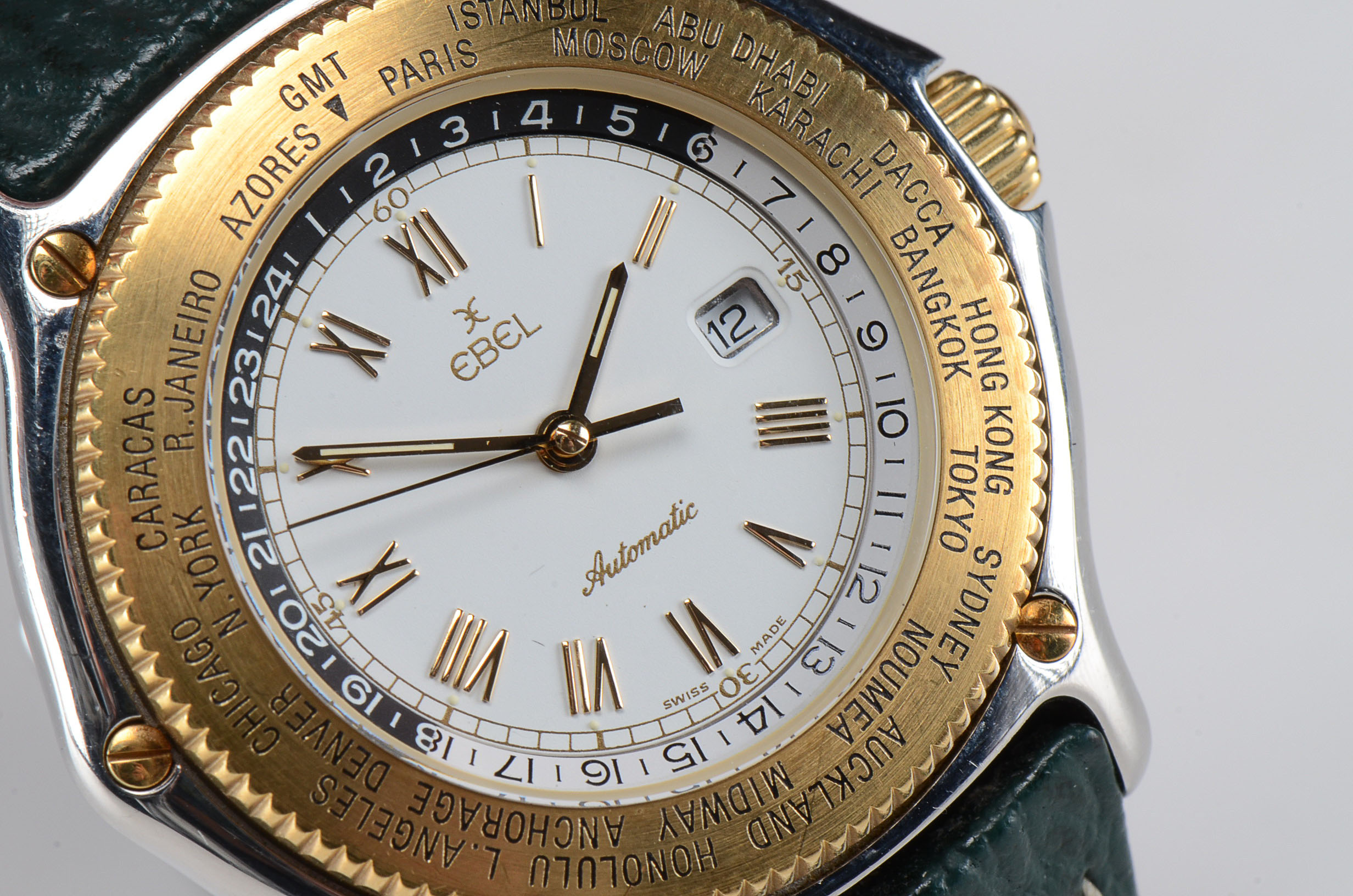 Ebel Voyager Automatic Wrist Watch with Dark Green Leather Band