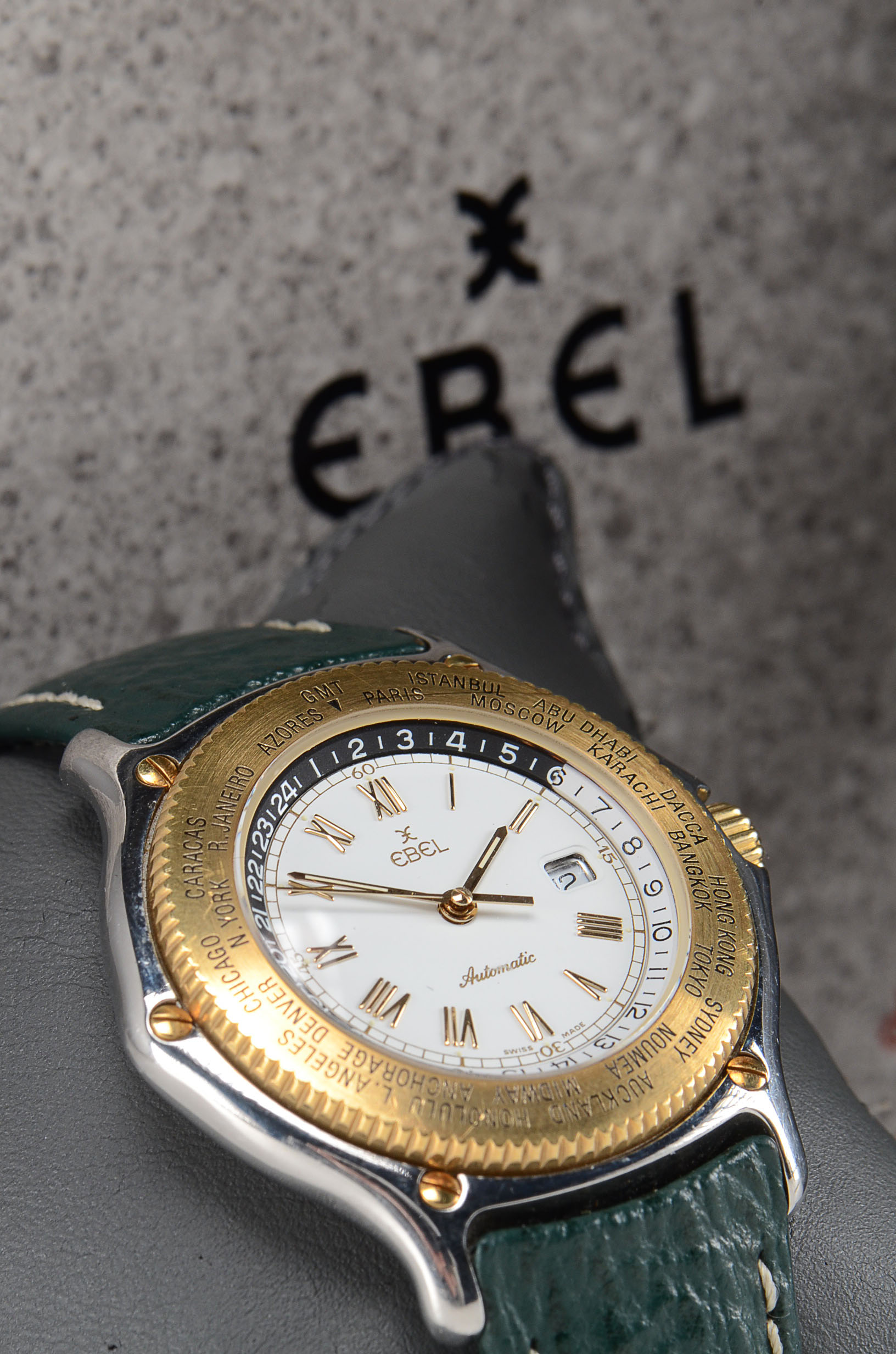 Ebel Voyager Automatic Wrist Watch with Dark Green Leather Band