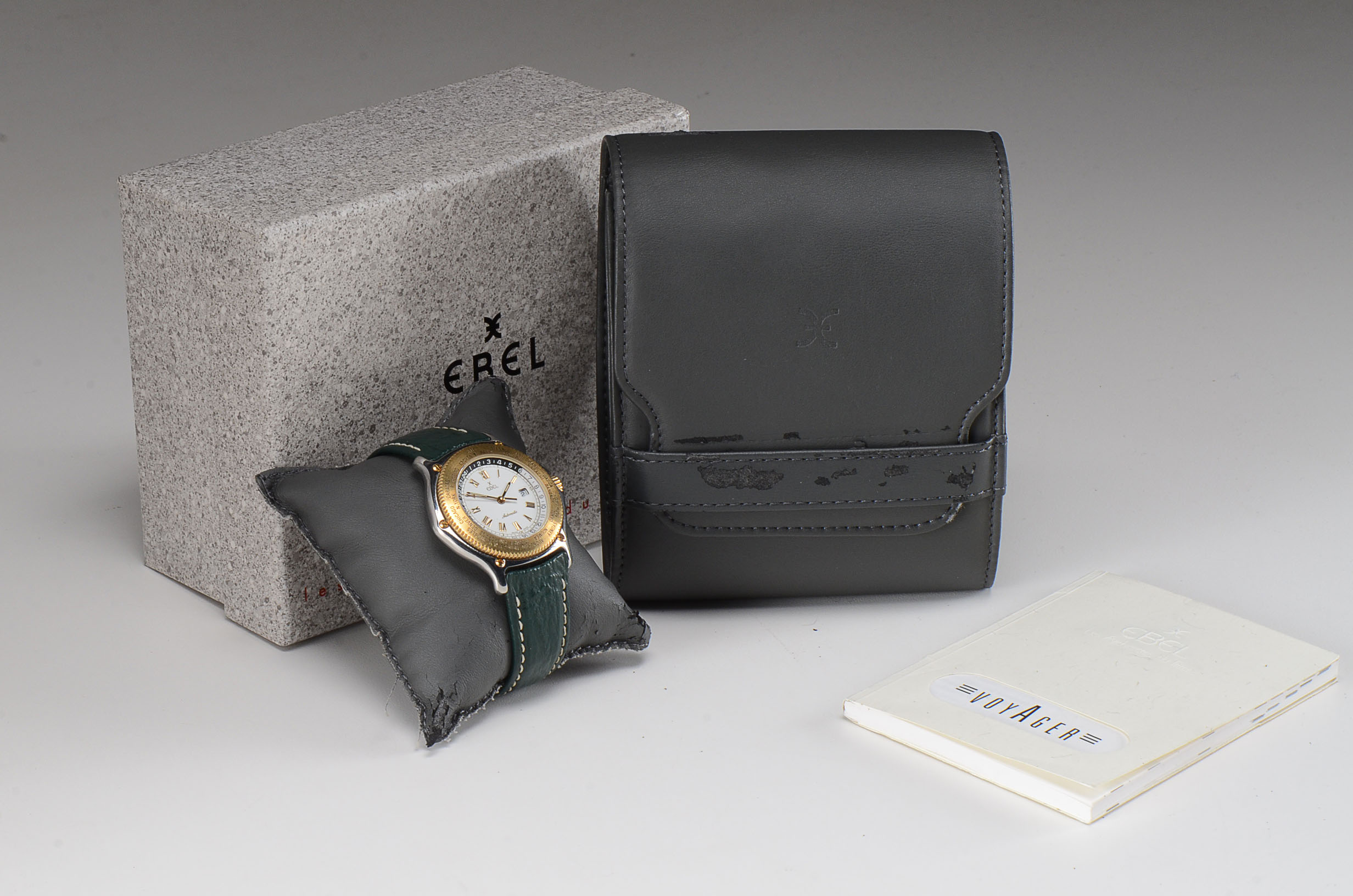 Ebel Voyager Automatic Wrist Watch with Dark Green Leather Band