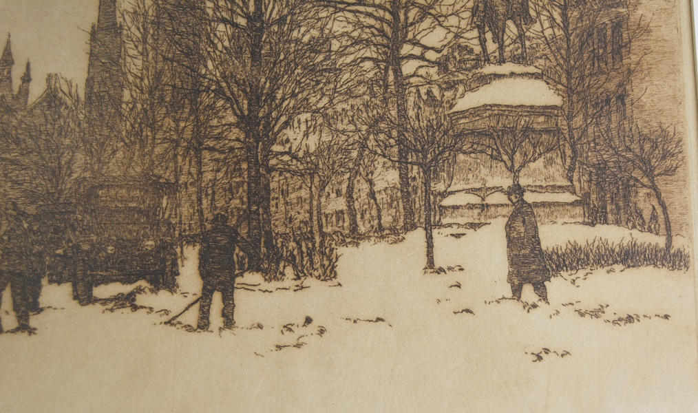 E.T. Hurley Signed "Piatt Park" Sepia Etching