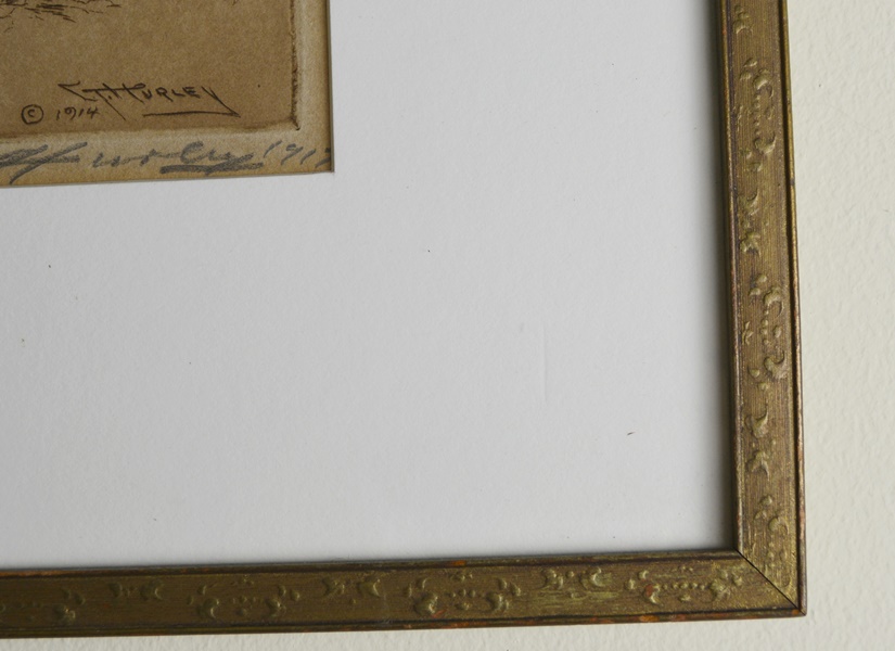 E.T. Hurley Signed "Suspension Bridge, Cincinnati" Sepia Etching