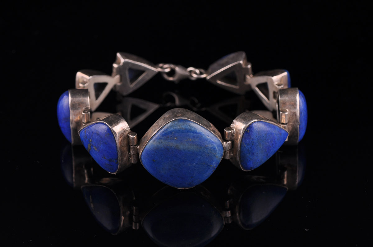 Bold Sterling Silver and Lapis Lazuli Bracelet