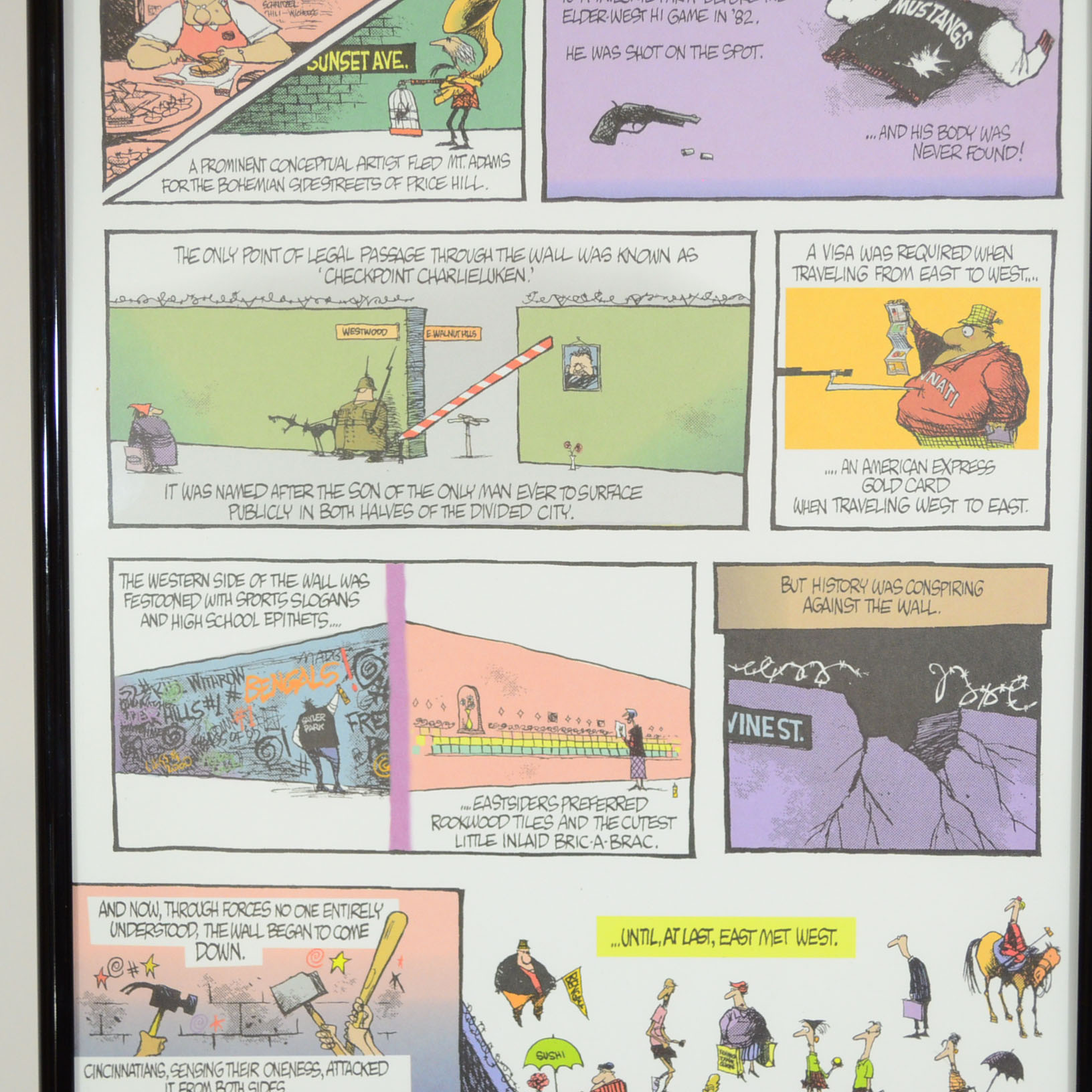 Framed and Signed Jim Borgman Comic Strip "East / West"