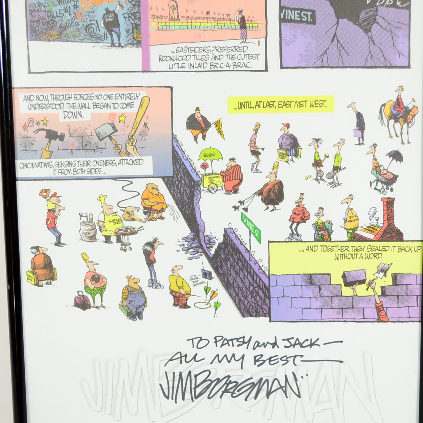 Framed and Signed Jim Borgman Comic Strip "East / West"