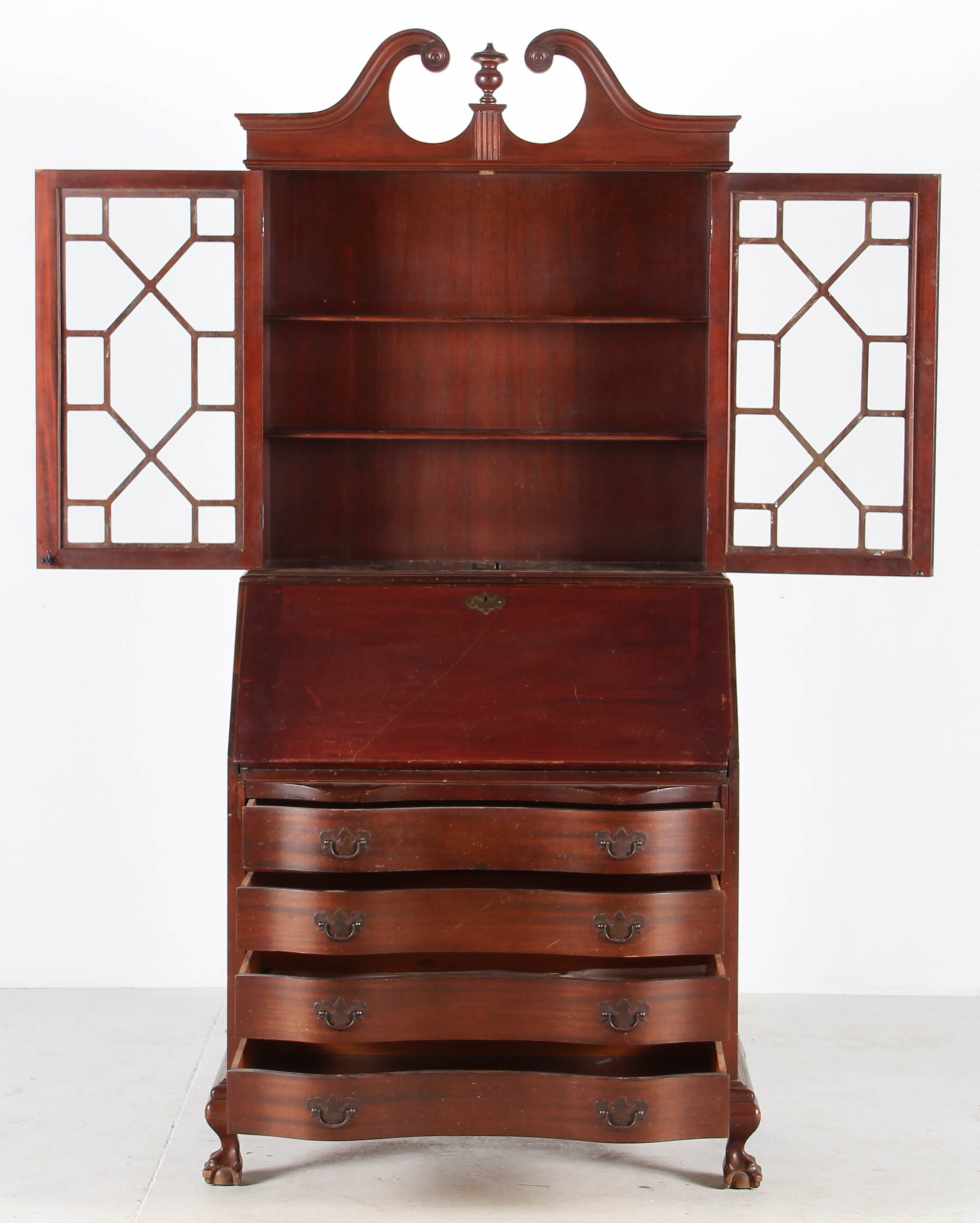 Chippendale Style Mahogany Secretary Desk from Maddox Furniture