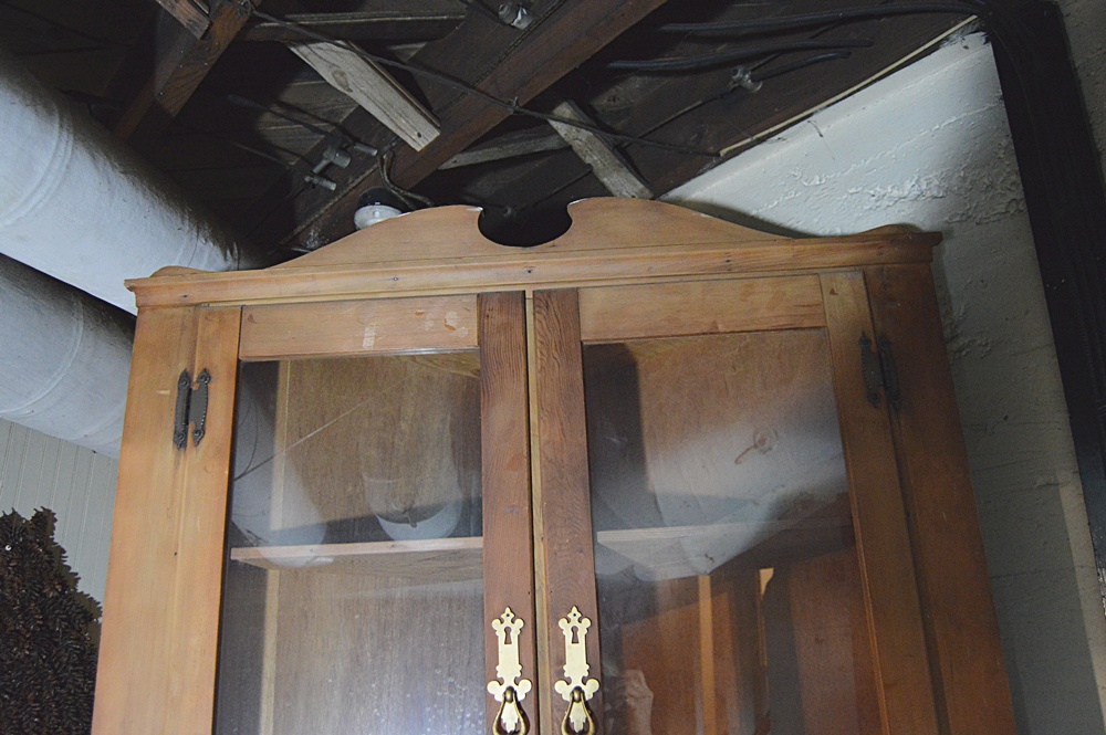 Colonial Style Pine and Poplar Corner Cupboard