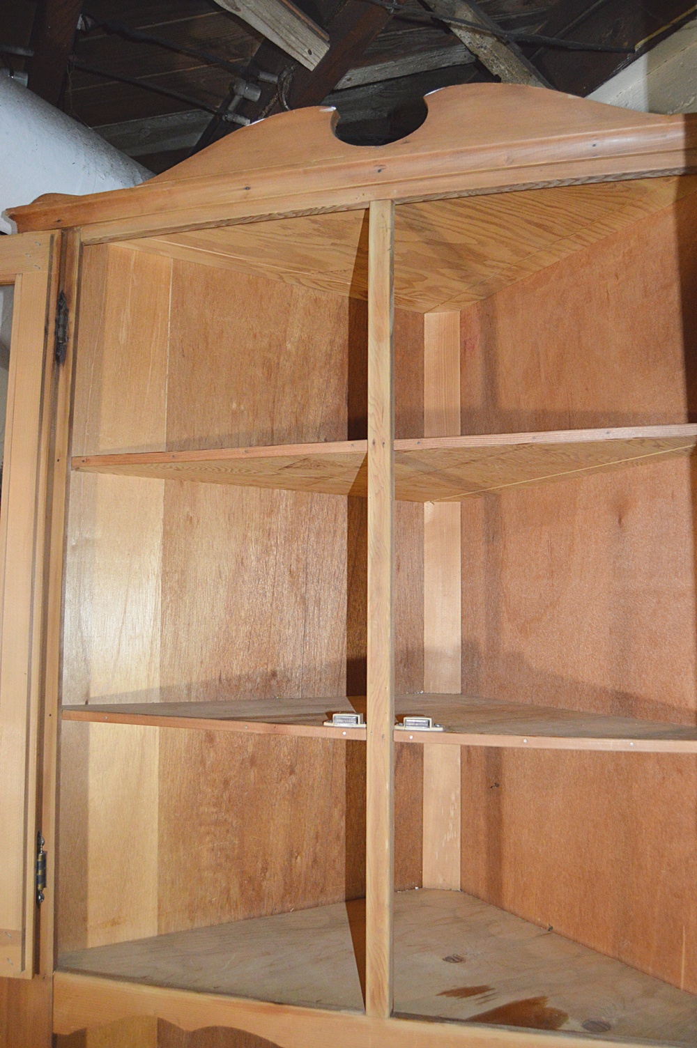 Colonial Style Pine and Poplar Corner Cupboard