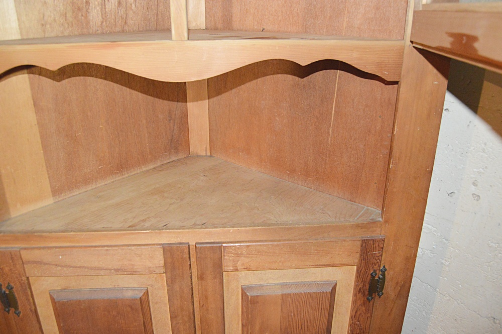 Colonial Style Pine and Poplar Corner Cupboard