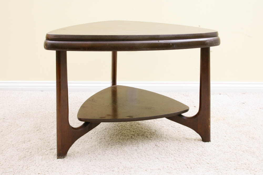 Mid Century Modern Walnut Mersman Guitar Pick Side Table